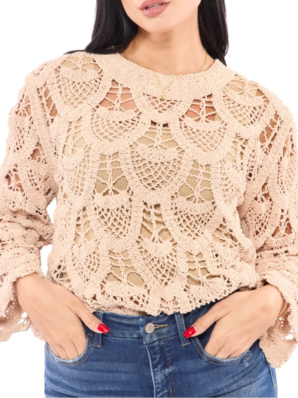 🌸**NIB** POL Crochet Into The Night Top